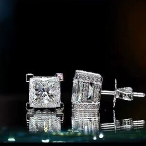 14k White Gold over 9.25 Sterling Silver Stud Earrings